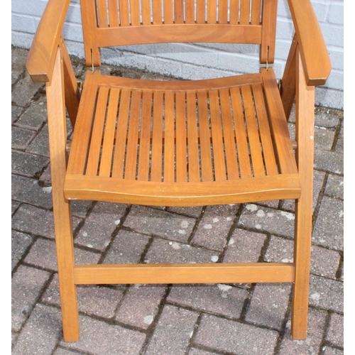 384 - Wooden folding garden chair with reclining/adjustable back