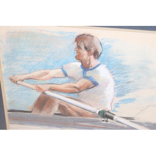 622 - Marc Winer (British, 20th Century), original pastel of a rower 