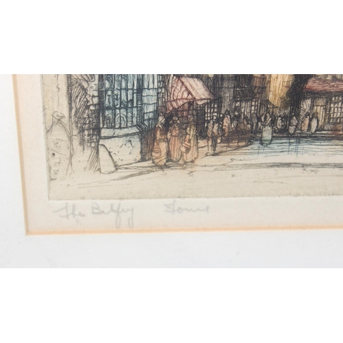 635 - Edward W. Sharland (1884-1967), 2 antique coloured etchings of Notre Dame and one other, both signed... 