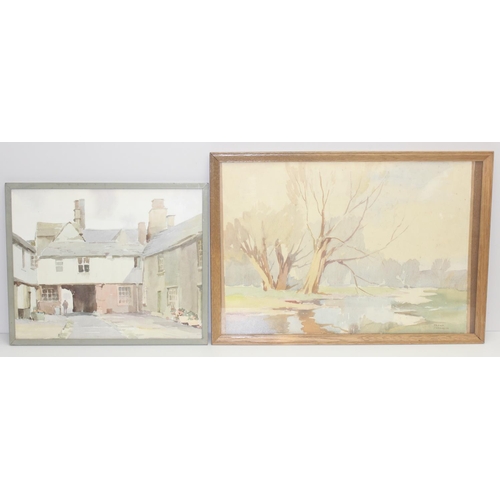 636 - Frank Sherwin (British, 1896-1986): 2 original landscape watercolours, one titled 'Suffolk Back Yard... 