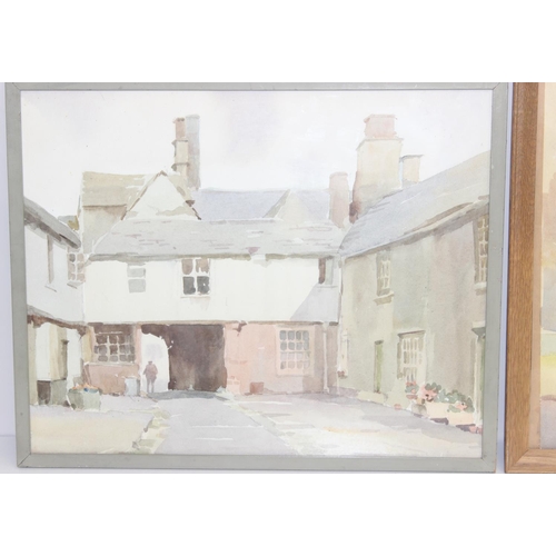 636 - Frank Sherwin (British, 1896-1986): 2 original landscape watercolours, one titled 'Suffolk Back Yard... 