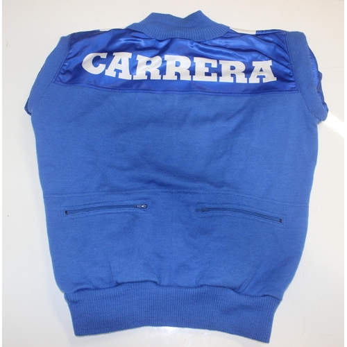 763 - Vintage Carrera cycling jacket in blue and white, no size but small size