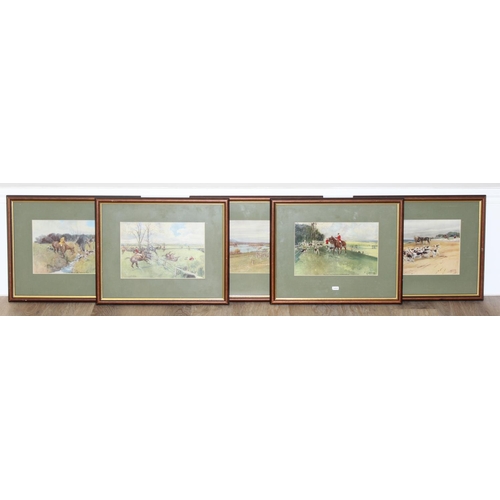 464 - After Lionel Edwards (British, 1878-1966): Set of 5 textured hunting prints, mounted in glazed frame... 