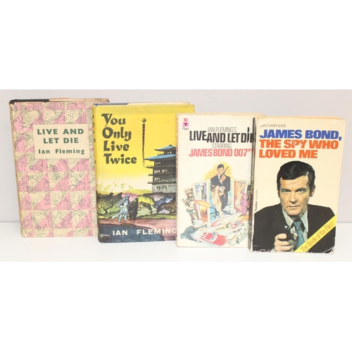 654 - 4 vintage James Bond books to incl 2 Book Club hardback James Bond books (1 1st edition), and 2 Pan ... 