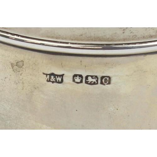 1003 - A plain silver lidded pot, possibly a tobacco pot, marked for Sheffield 1945 by Mappin & Webb, appro... 