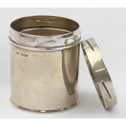 1003 - A plain silver lidded pot, possibly a tobacco pot, marked for Sheffield 1945 by Mappin & Webb, appro... 