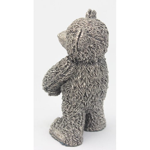 1028 - A vintage silver filled teddy bear, hallmarks for Birmingham 2000, approx 10cm tall