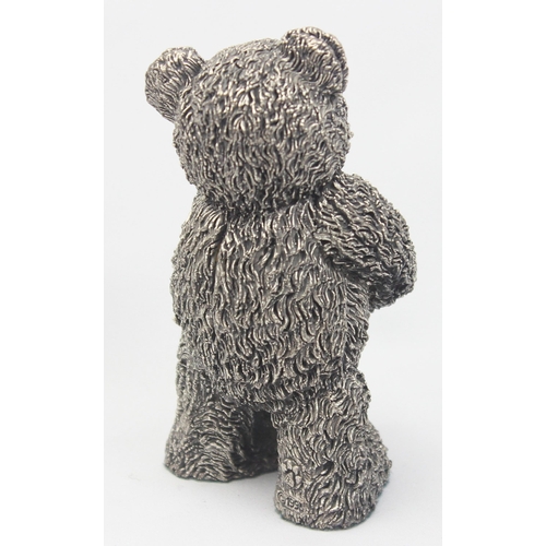 1028 - A vintage silver filled teddy bear, hallmarks for Birmingham 2000, approx 10cm tall