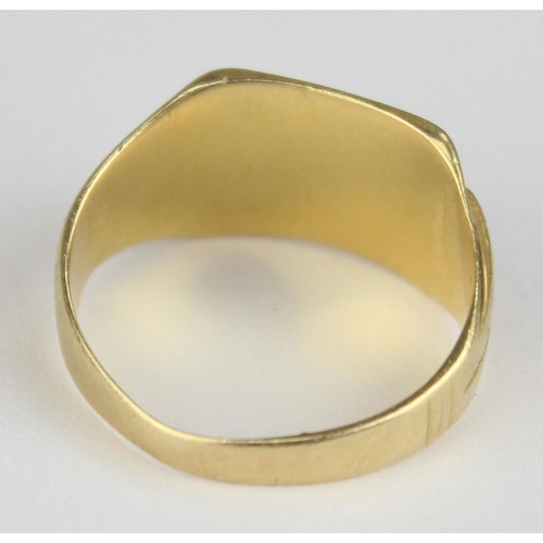 1105 - An 18ct gold signet ring with engraved initials, date letter rubbed but likely late 19th century, ap... 