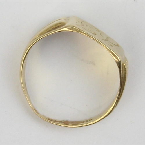 1105 - An 18ct gold signet ring with engraved initials, date letter rubbed but likely late 19th century, ap... 