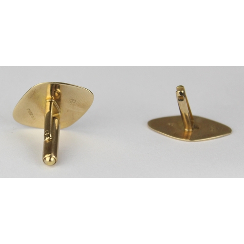 1107 - A pair of 9ct gold cufflinks, one missing swivel, marked and XRF confirmed, approx 6.43g gross