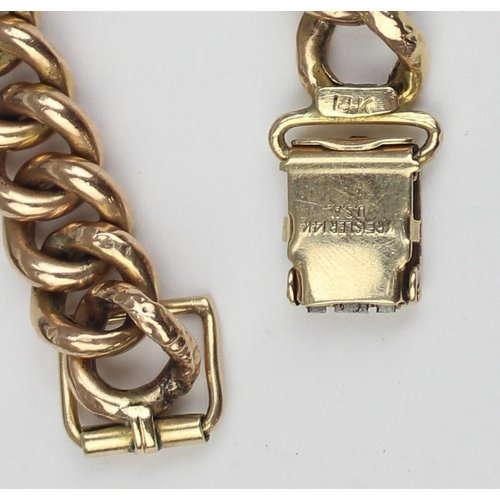 1120 - An American 14ct gold kerb chain bracelet by Kreisler, marked 14k and XRF confirmed, approx 21cm lon... 