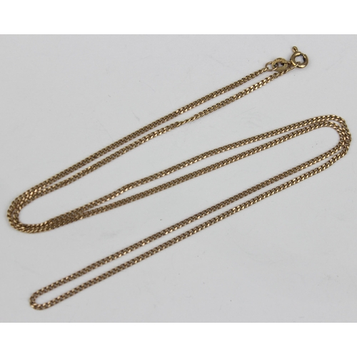 1128 - A vintage 9ct gold fine link chain, marked and XRF confirmed, approx 63cm long, approx 4.81g gross