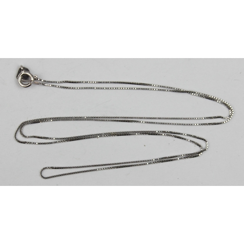 1149 - 9ct white gold necklace, marked to clasp and XRF confirmed, approx 46cm long, approx 1.01g gross