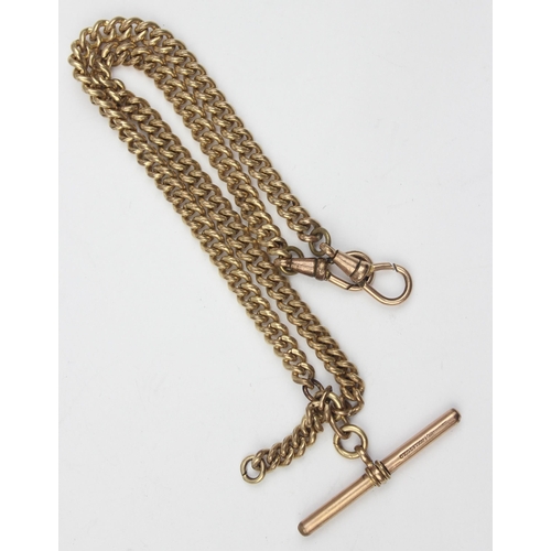 1151 - An antique 18ct rolled gold double Albert chain, approx 37cm long, marked to T-Bar