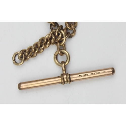 1151 - An antique 18ct rolled gold double Albert chain, approx 37cm long, marked to T-Bar