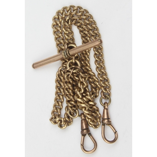 1151 - An antique 18ct rolled gold double Albert chain, approx 37cm long, marked to T-Bar