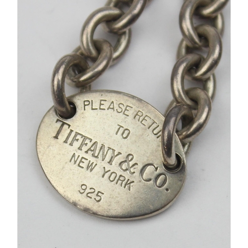 1154 - A genuine vintage Tiffany silver tag bracelet, marked 