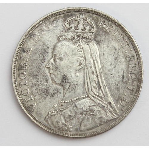 1208 - Queen Victoria 1892 silver crown coin, high grade