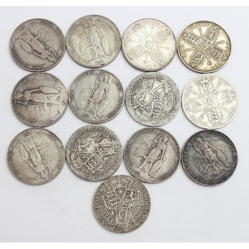 1218 - 13 assorted Queen Victoria, Edward VII & George V silver florin coins, all .925 silver, various date... 