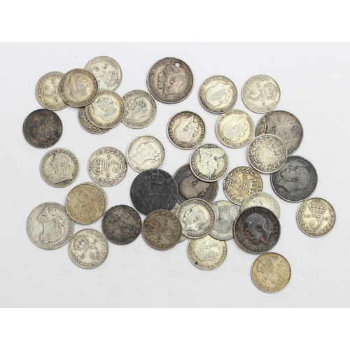 1220 - Qty of assorted silver 6d and 3d coins, all .925 silver, approx 58.72g gross