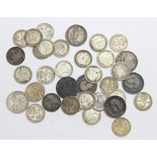 1220 - Qty of assorted silver 6d and 3d coins, all .925 silver, approx 58.72g gross