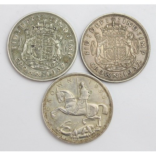 1221 - 3 silver crown coins, 1935 