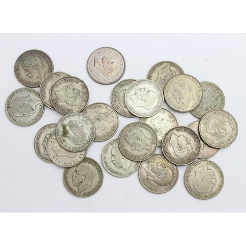 1223 - 23 assorted silver florin coins, all .500 silver, approx 256.55g gross