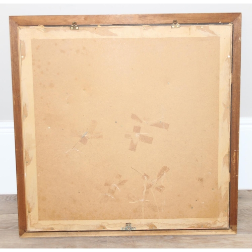 761 - Display of vintage tools in glazed frame/case, approx 86 x 86 x 10cm