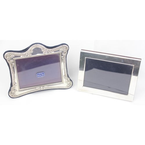 1014 - 2 silver hallmarked easel-backed photo frames, largest approx 18cm x 14cm