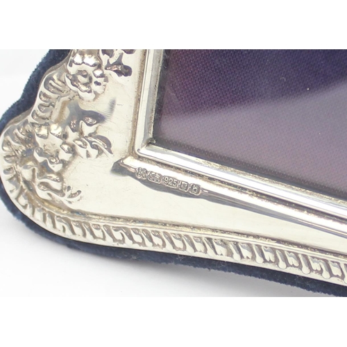 1014 - 2 silver hallmarked easel-backed photo frames, largest approx 18cm x 14cm