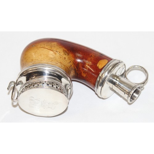 1030 - An impressive Victorian silver mounted meerschaum pipe with wind cover, marked for London 1849 by Be... 