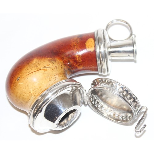 1030 - An impressive Victorian silver mounted meerschaum pipe with wind cover, marked for London 1849 by Be... 