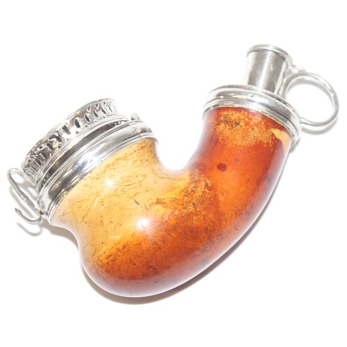 1030 - An impressive Victorian silver mounted meerschaum pipe with wind cover, marked for London 1849 by Be... 