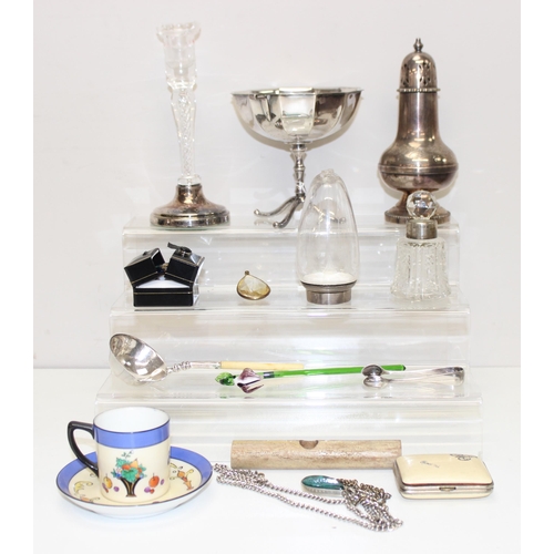 1031 - Qty of assorted items to incl some silver-plated items, silver-collared items, toddy ladle etc