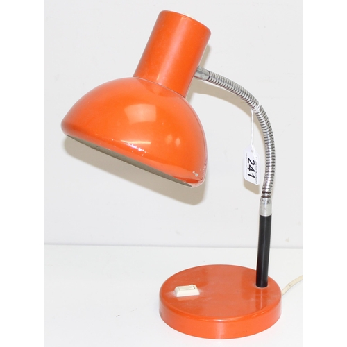 241 - A retro orange desk lamp, seemingly unmarked, approx 40cm tall as photographed