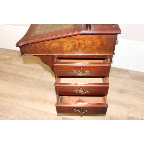 47 - An antique style mahogany davenport writing desk with green leather inset, approx 56cm wide x 55cm d... 