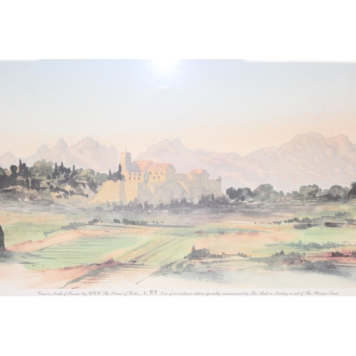 533 - Limited edition print (No. 89) of the View in South of France by HRH The Prince of Wales, in glazed ... 