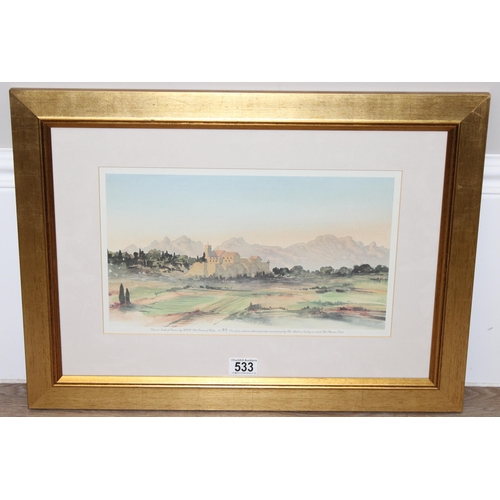 533 - Limited edition print (No. 89) of the View in South of France by HRH The Prince of Wales, in glazed ... 