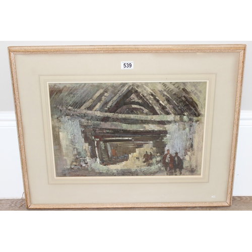 539 - G John Blockley (1921-2002), Barn, Rissington Manor, gouache watercolour on textured paper, signed l... 