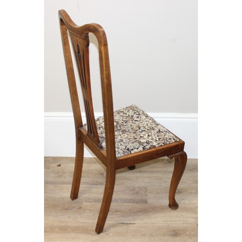 194 - A set of 4 mahogany dining chairs floral pattern seats, each approx 110cm tall