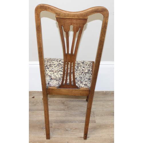 194 - A set of 4 mahogany dining chairs floral pattern seats, each approx 110cm tall