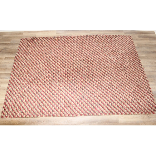 211 - A modern John Lewis wool and cotton rug, Jelly Bean Cranberry Stripe pattern, approx 295cm x 202cm