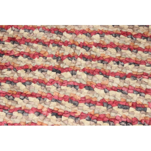 211 - A modern John Lewis wool and cotton rug, Jelly Bean Cranberry Stripe pattern, approx 295cm x 202cm