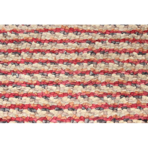 211 - A modern John Lewis wool and cotton rug, Jelly Bean Cranberry Stripe pattern, approx 295cm x 202cm