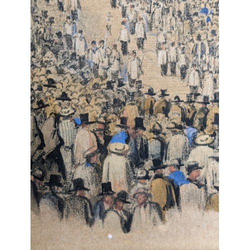 503 - An unusual antique pencil and watercolour of a crowded street scene, unsigned but likely late 19th c... 