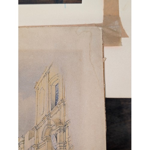 503 - An unusual antique pencil and watercolour of a crowded street scene, unsigned but likely late 19th c... 