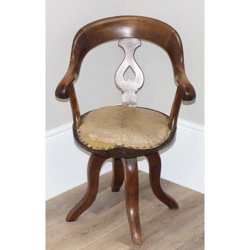 57 - 2 vintage chairs to inc an early 20th century mahogany desk chair with leather seat, approx 87cm tal... 