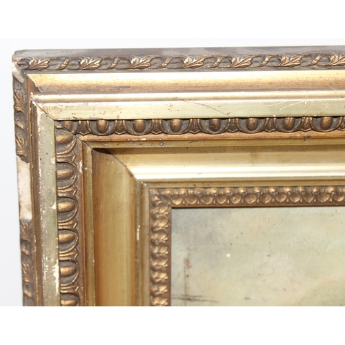 549S - 19th century oil on canvas in gilt frame, likely St Mary's Church Whitby as seen from the sea, appro... 