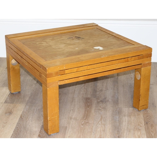 16 - An unusual retro style 4-way extendable coffee table, approx 70cm wide (190cm fully extended) x 70cm... 